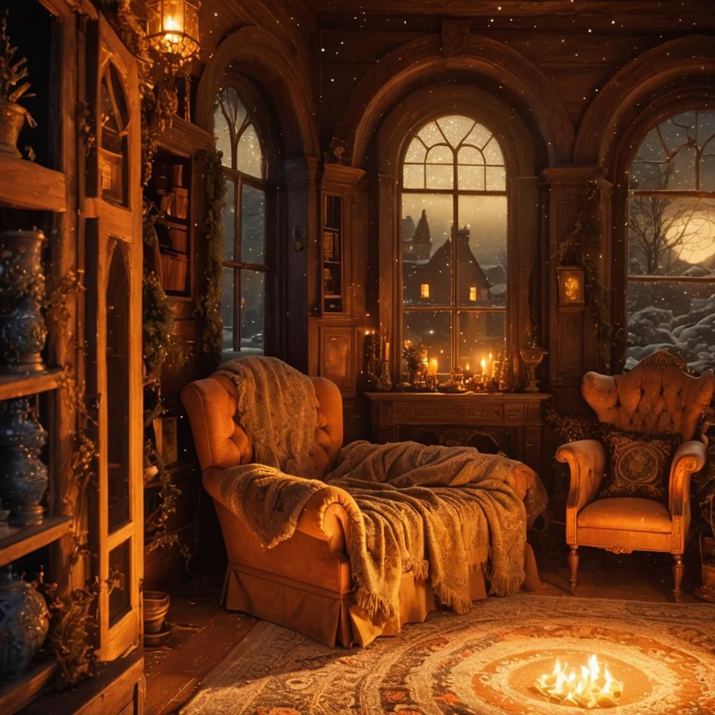 Cozy Room with Starry Night View