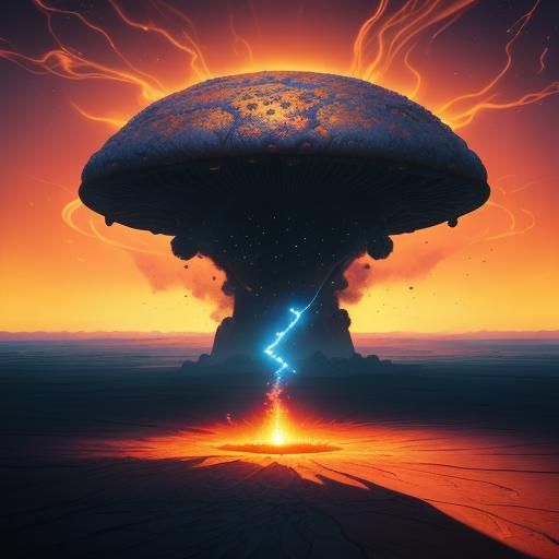 Fantastical Nuclear Cloud with Smiley Face, Digital Art