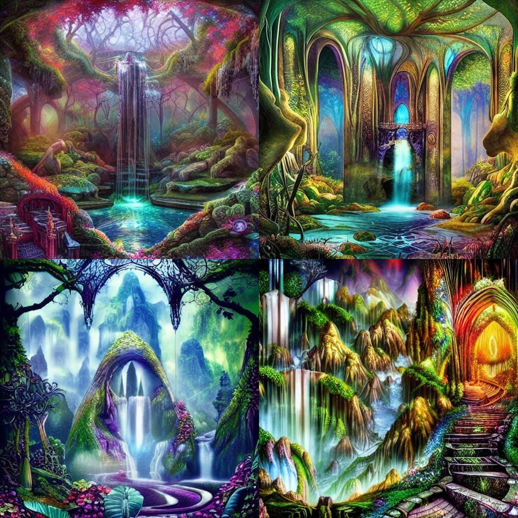 Underground Elven Cities with Waterfalls