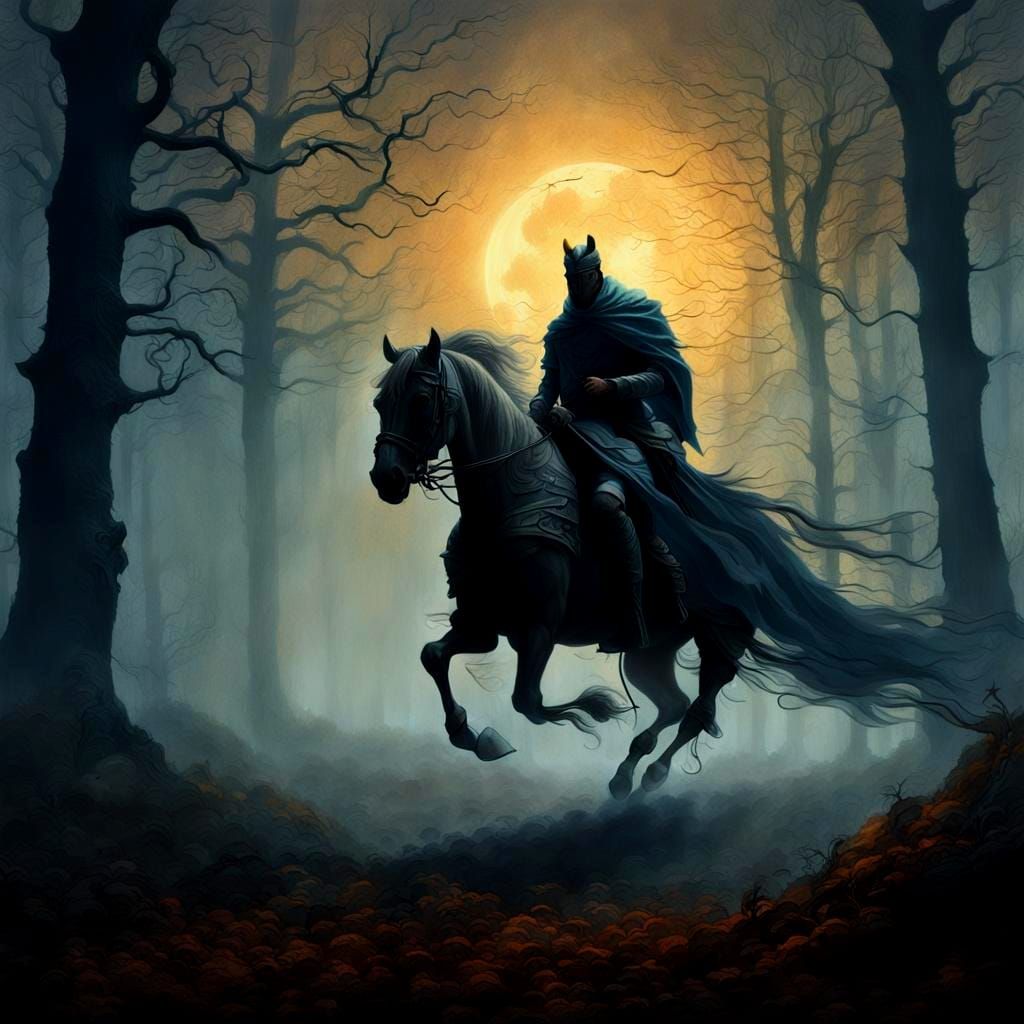 Headless Horseman in Detailed Fantasy Concept Art