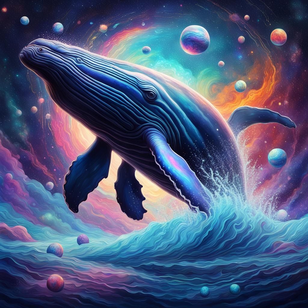Whale Splashing in Space, Cosmic Illustration