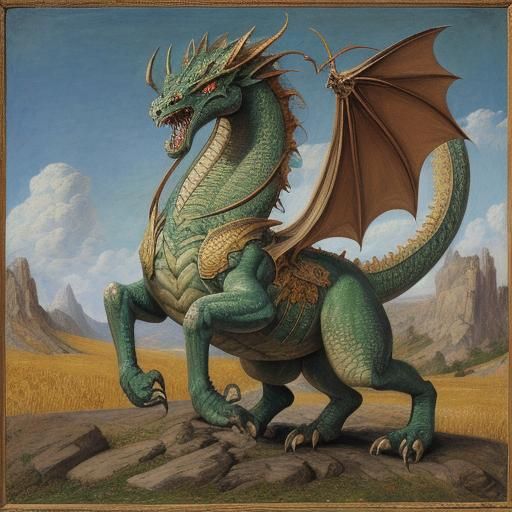 Surreal Dragon in Renaissance Expressionist Style