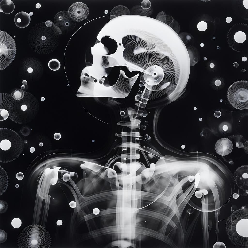 Abstract Photogram of Math Symbols in Chat Bubble