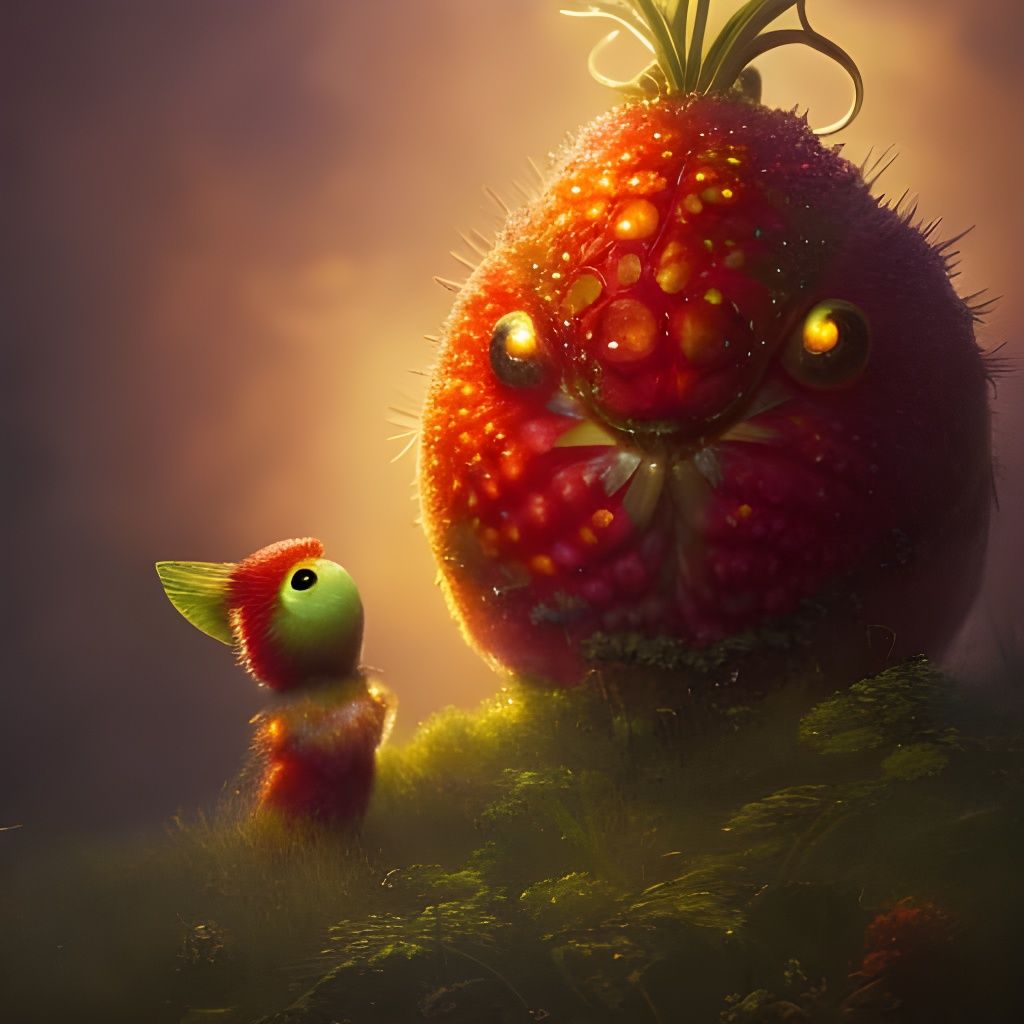 Fruit Warrior Portrait in Digital Art Style