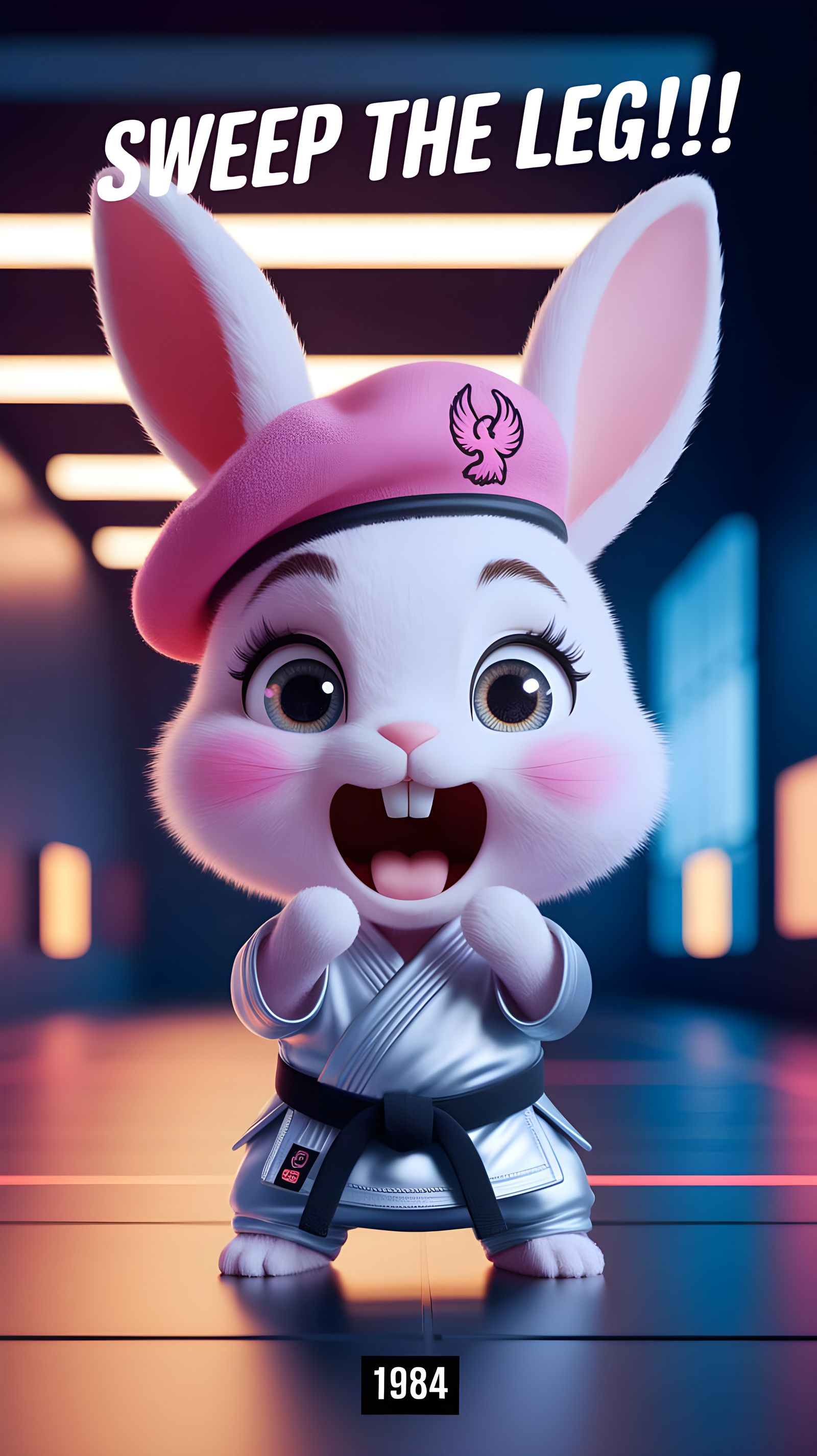 Cute Pink Bunny Rabbit Screaming Sweep the Leg