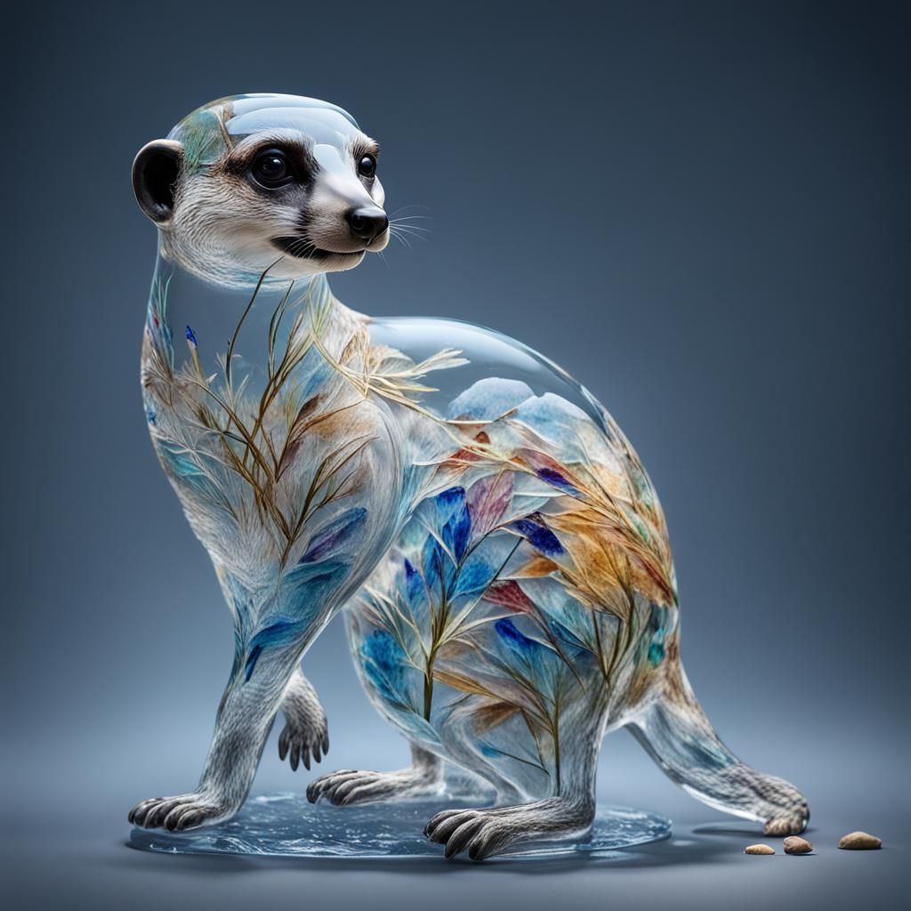 Glass Meerkat Artwork Repaired with Kintsugi