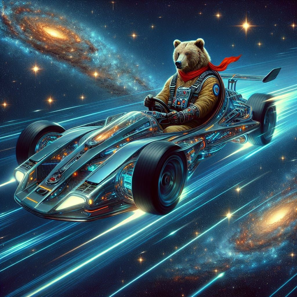 Futuristic Fantasy Car Soaring Through Cosmos