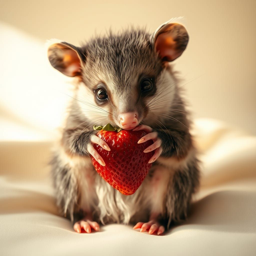 Possum's Strawberry: A Hyper-Realistic Still Life