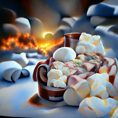 Winter Hot Chocolate with Marshmallows in 3D