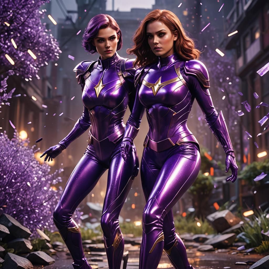 Superheroine in Purple Latex: 3D Game Cinematic Art