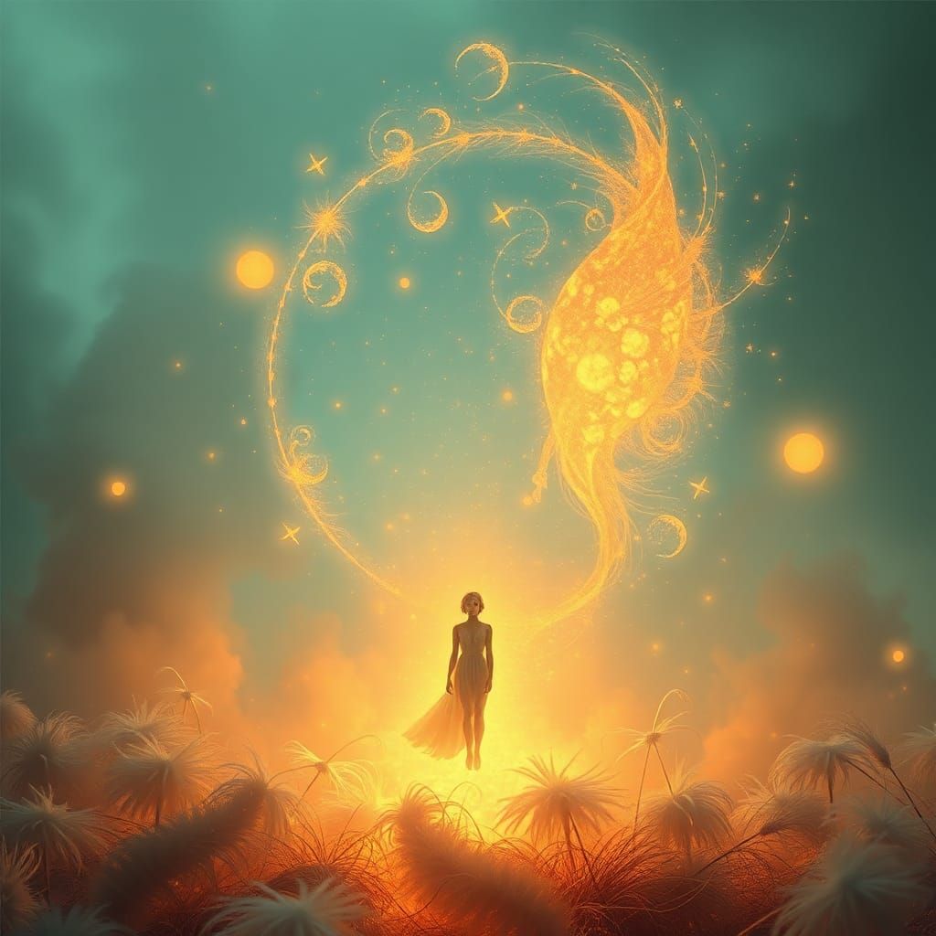 Ethereal Figure in Dreamlike Surreal Landscape