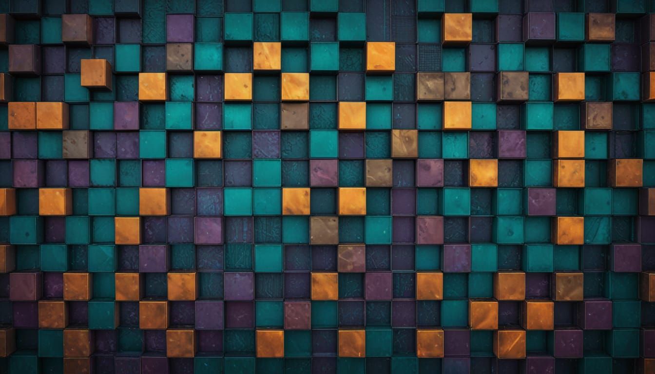 Geometric Surrealism: Cubes and Squares in Cyberpunk Style