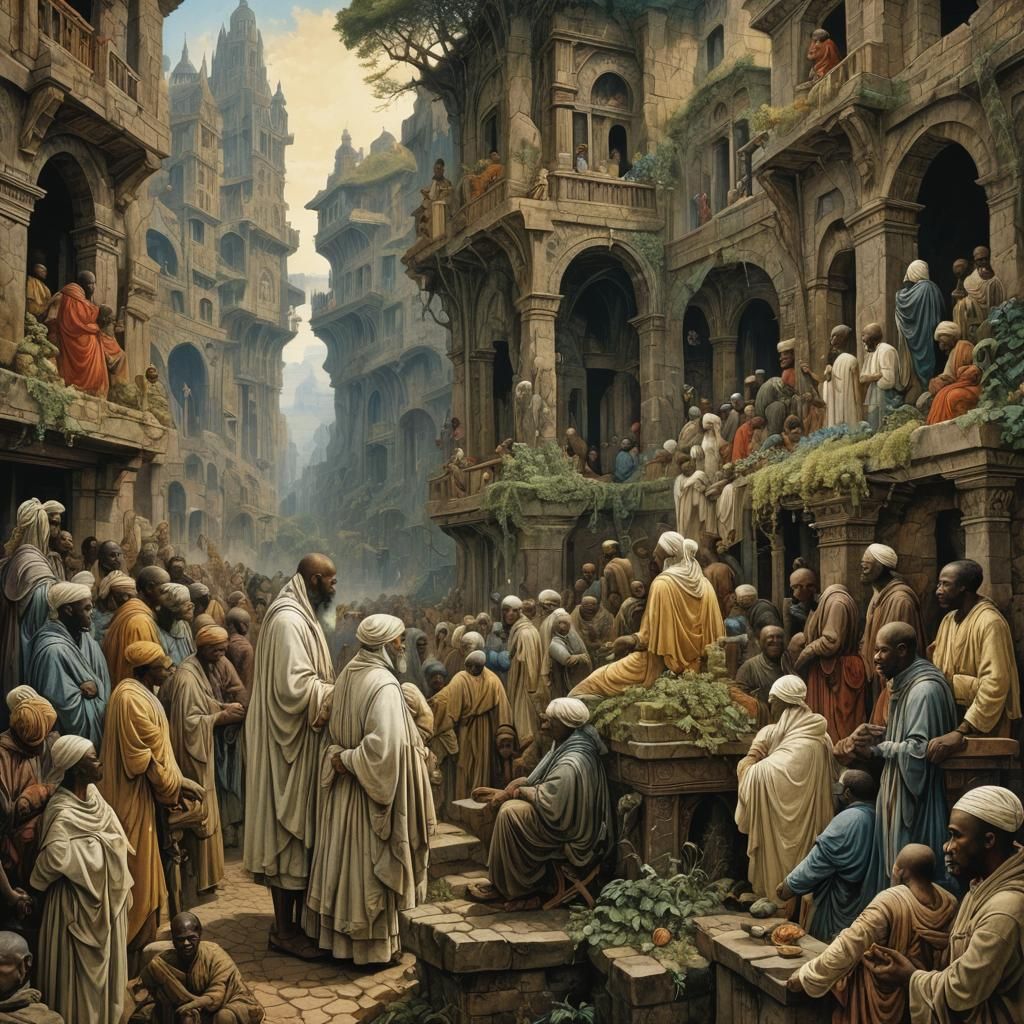 African Figures in Art Nouveau Rococo Architecture