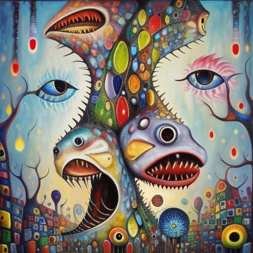 Angler Fish Oil Painting in Pop Surrealism Style