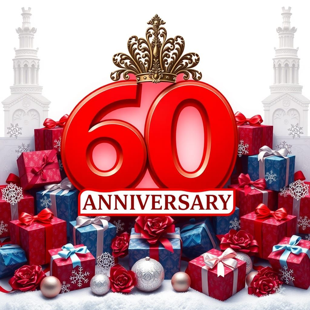 Ornate 60th Anniversary Logo in 3D With Headdress