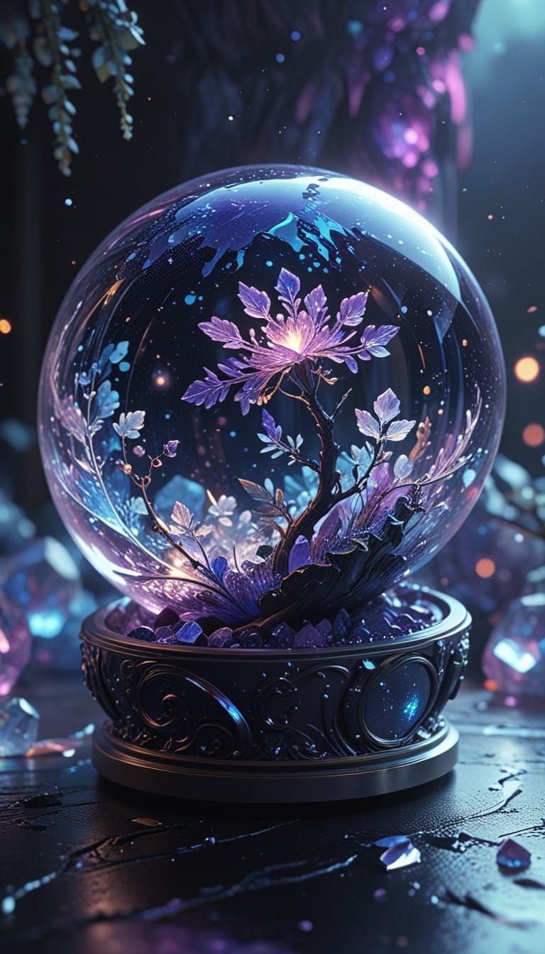 Gleaming Celestial Globe in 3D Anime Style