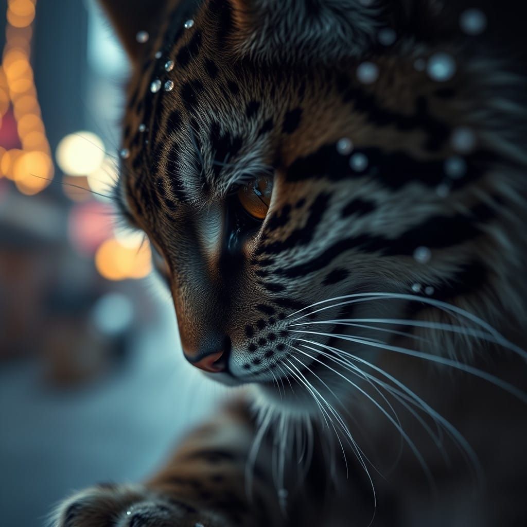 Hyperrealistic Matagot Scene in High Contrast