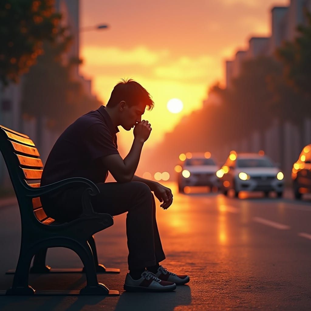 Lonely Man in Sunrise Splendor