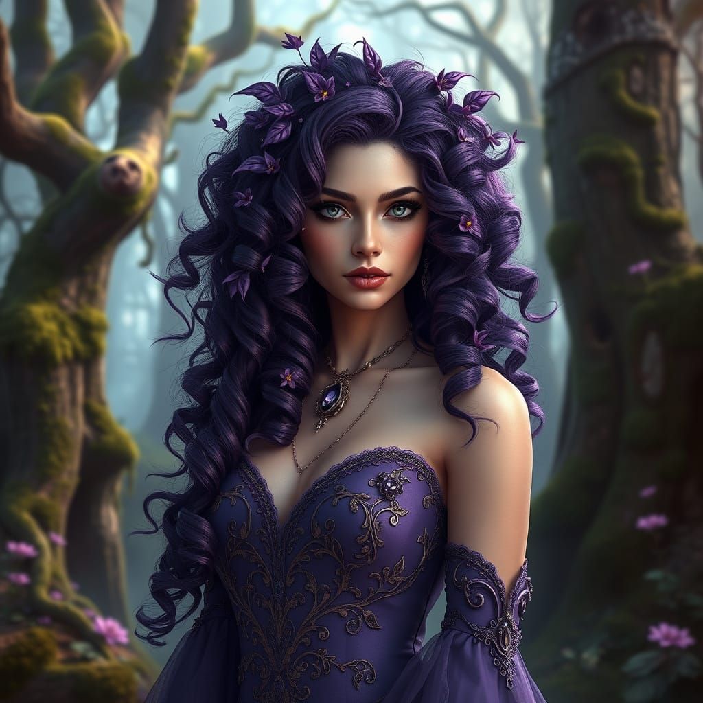 Fantasy Sorceress in Enchanted Forest