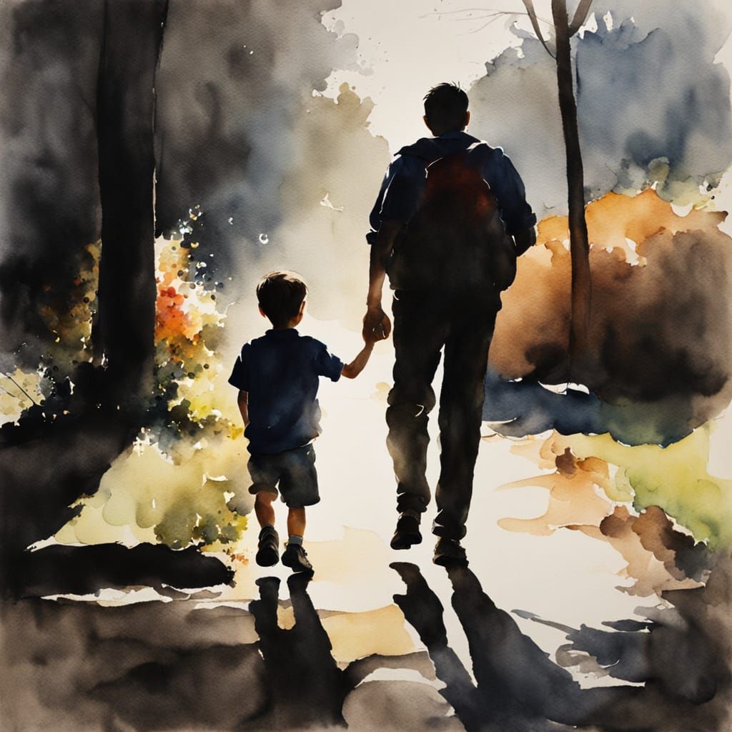 Father and Son in Soft Morning Light