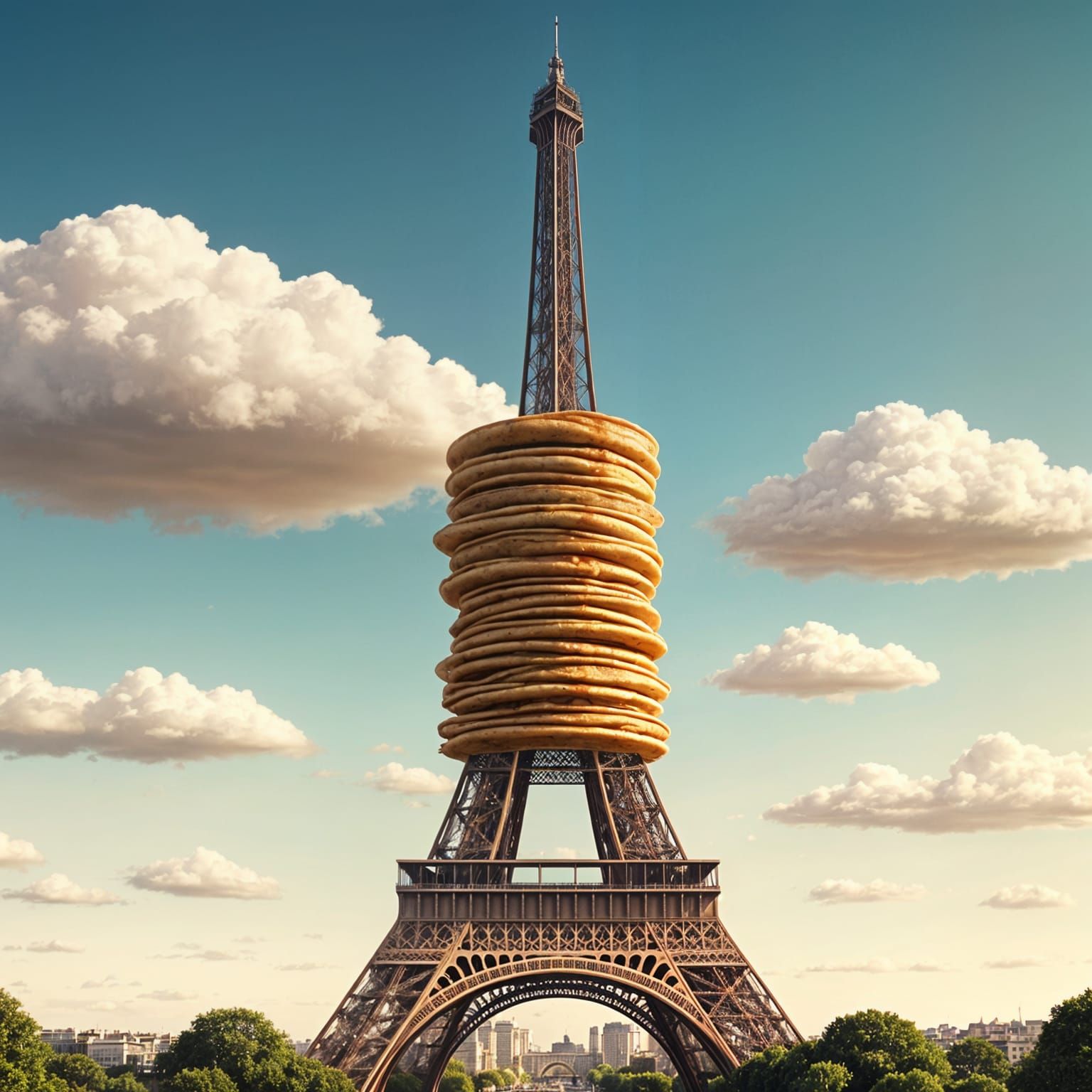 Pancakes Skewered by the Eiffel Tower