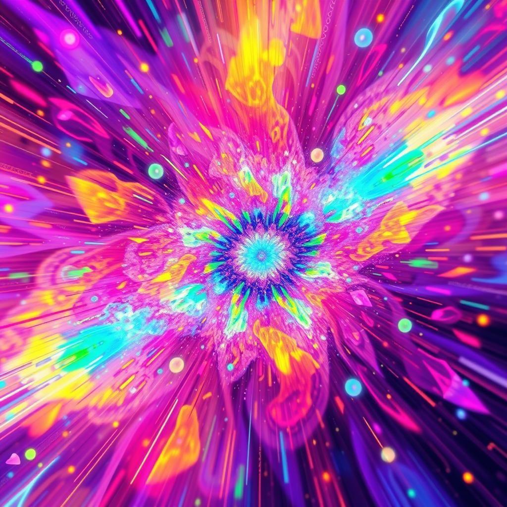 Astral Explosion with Vector Fractals in Synthwave Style