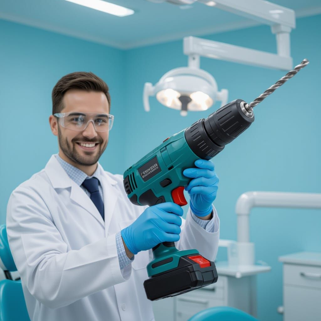 Dentist with Giant Drill: A Humorous Take