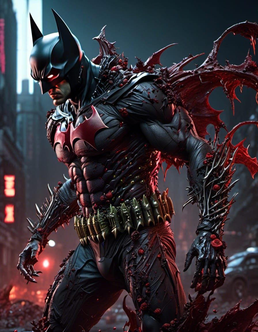 Zombified Batman Portrait in Macabre Zombiecore Style