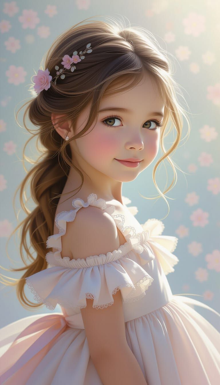 Dreamy Portrait of a Girl in Art Nouveau Style