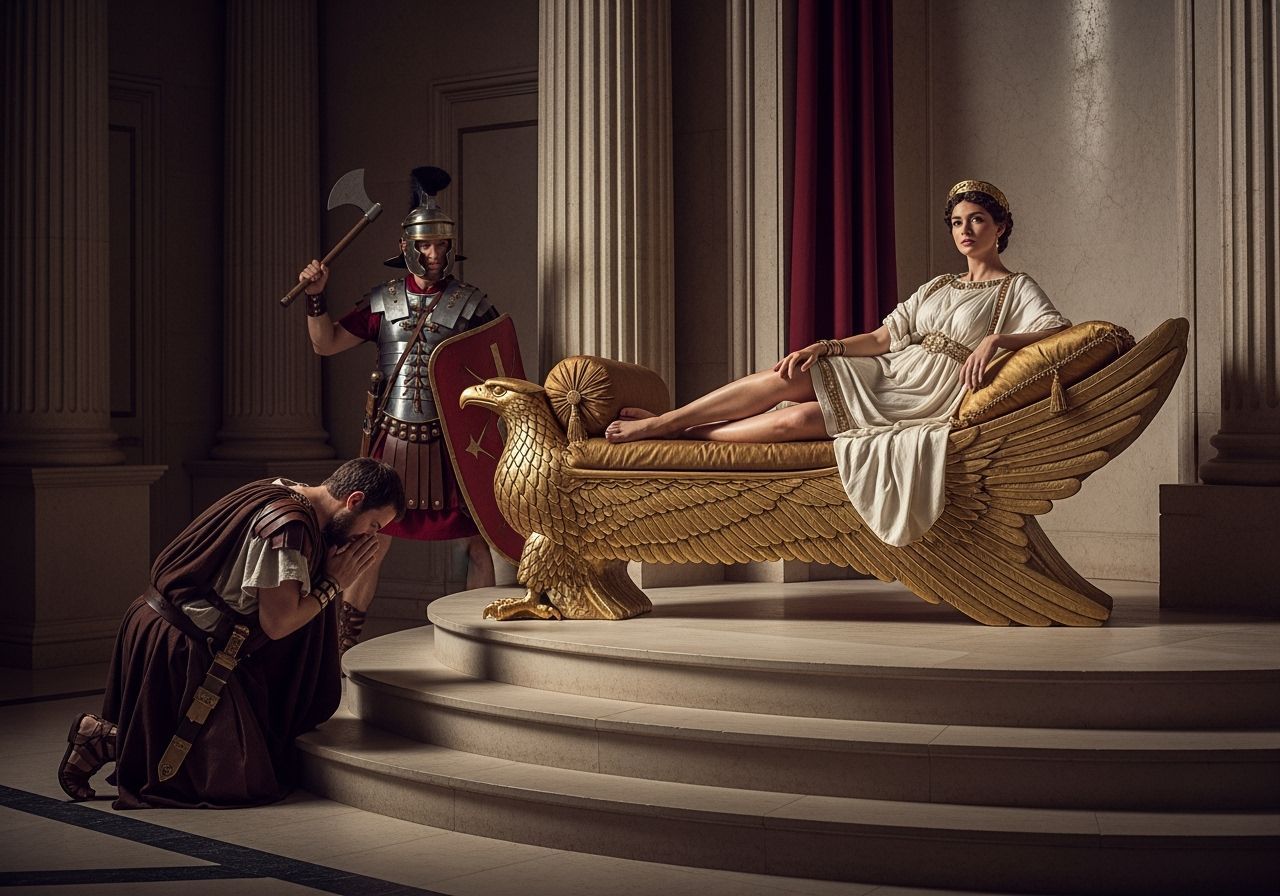 Regal Roman Empress on Eagle Divan, Professional Photography