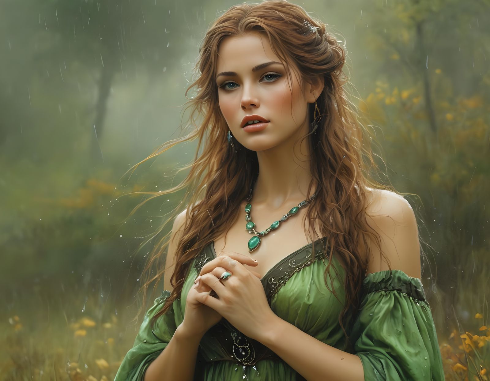 Norse Goddess Weaves Autumn Rain Magic in Vibrant Colors