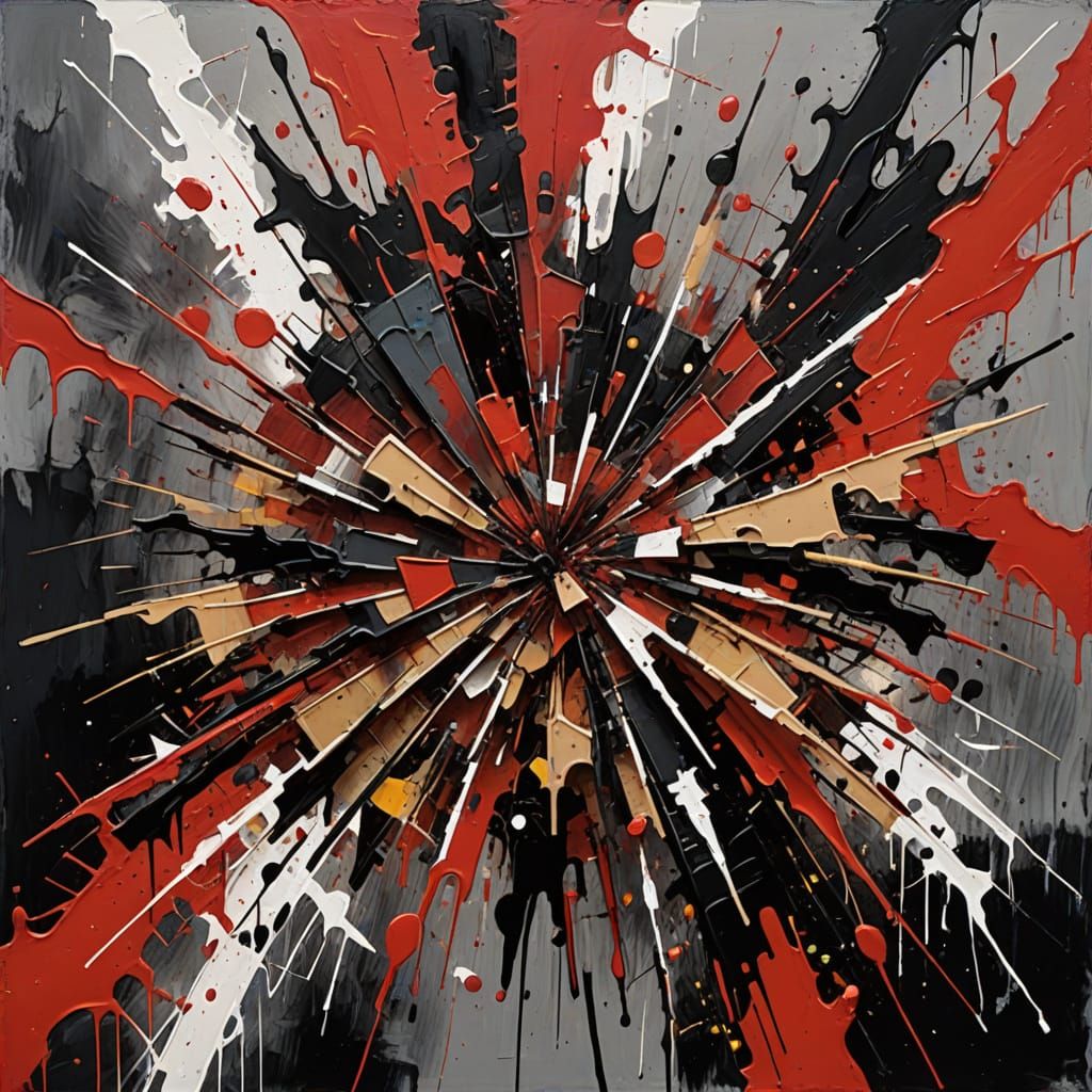 Abstract Expressionism Painting of Societal Collapse