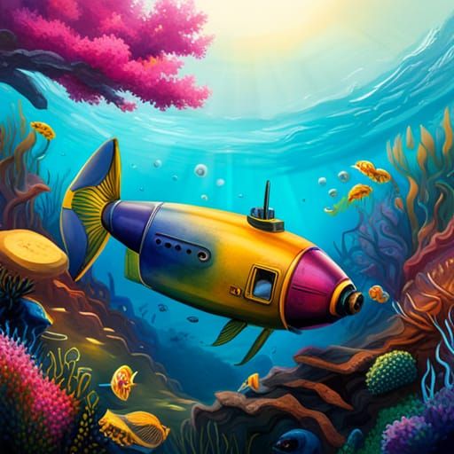 Underwater Submarine Adventure in Graffiti Art Style