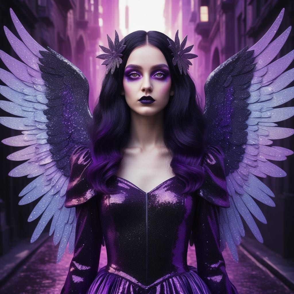 Vibrant Angel in 3D Glitter Gothic Fantasy Style