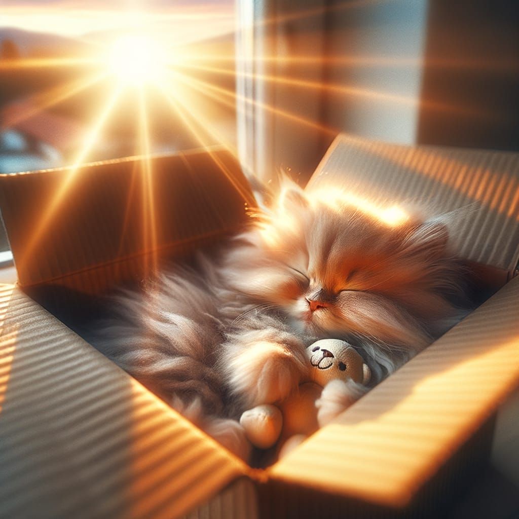 Sleeping Kitten in Sunlight