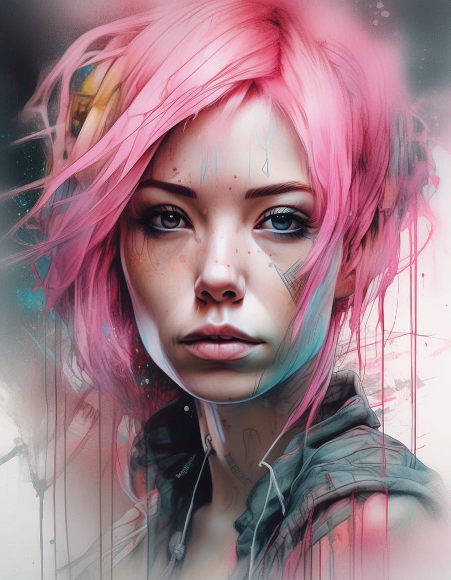 Neon Cyberpunk Girl in Hyper-Realistic Digital Art