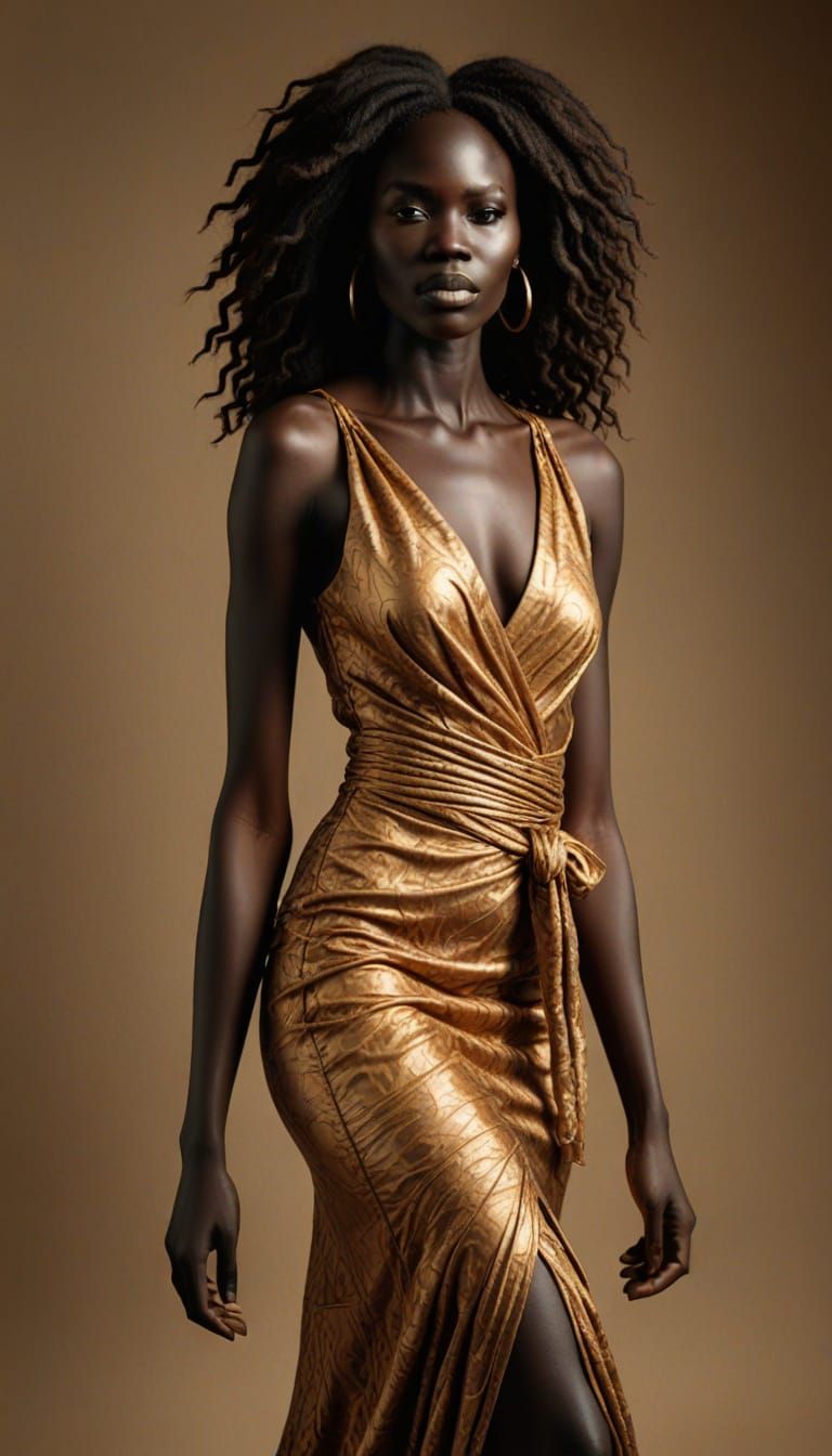 Sultry African Goddess in Golden Light