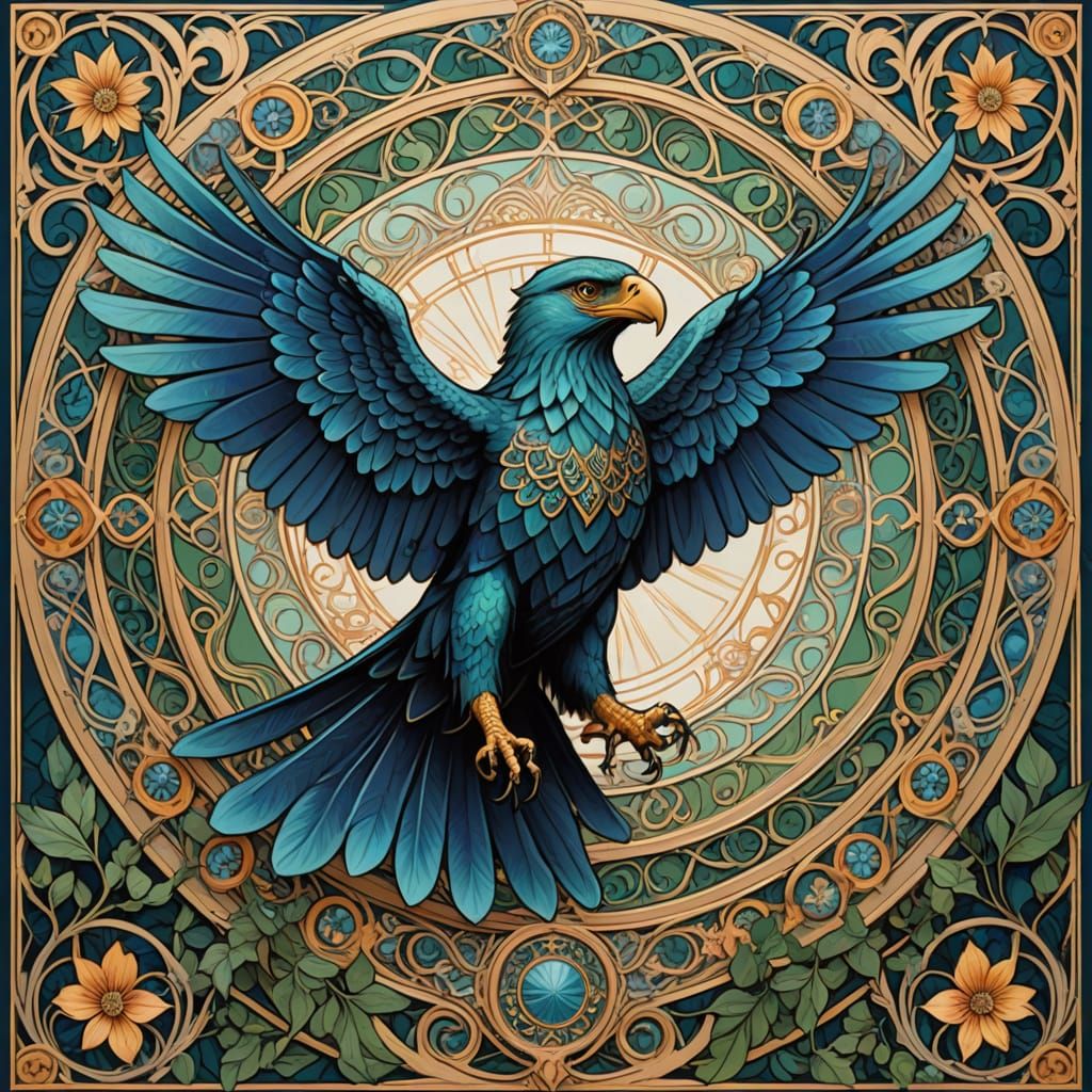 Double-Headed Eagle Soaring, Art Nouveau Style