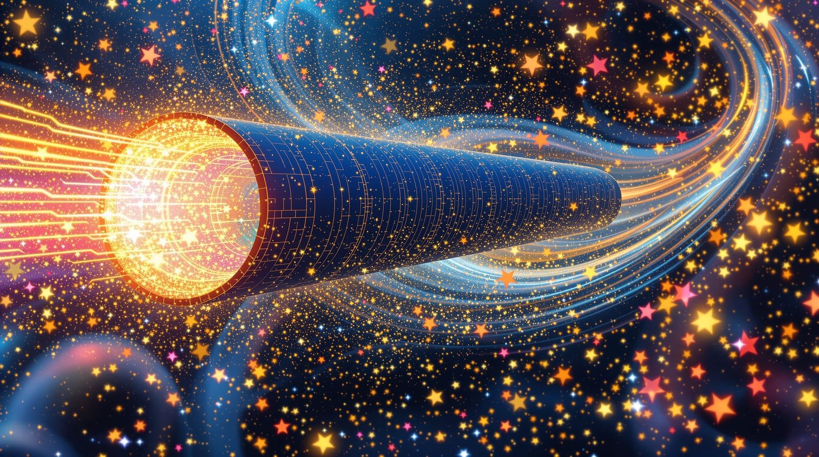 Interstellar Cylinder in Gustav Klimt Sci-Fi Style