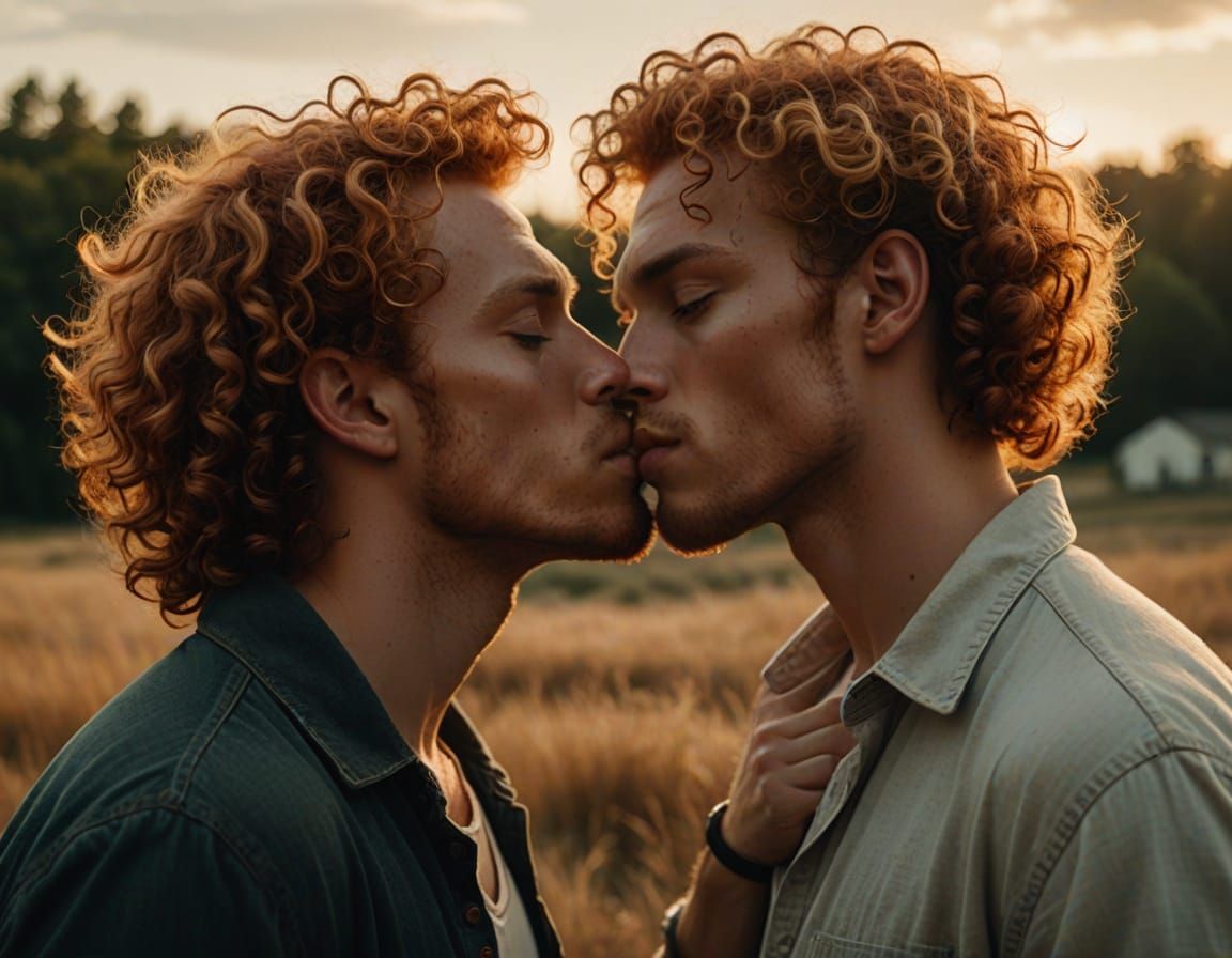 Cinematic Kiss: A Tender Moment in Golden Light