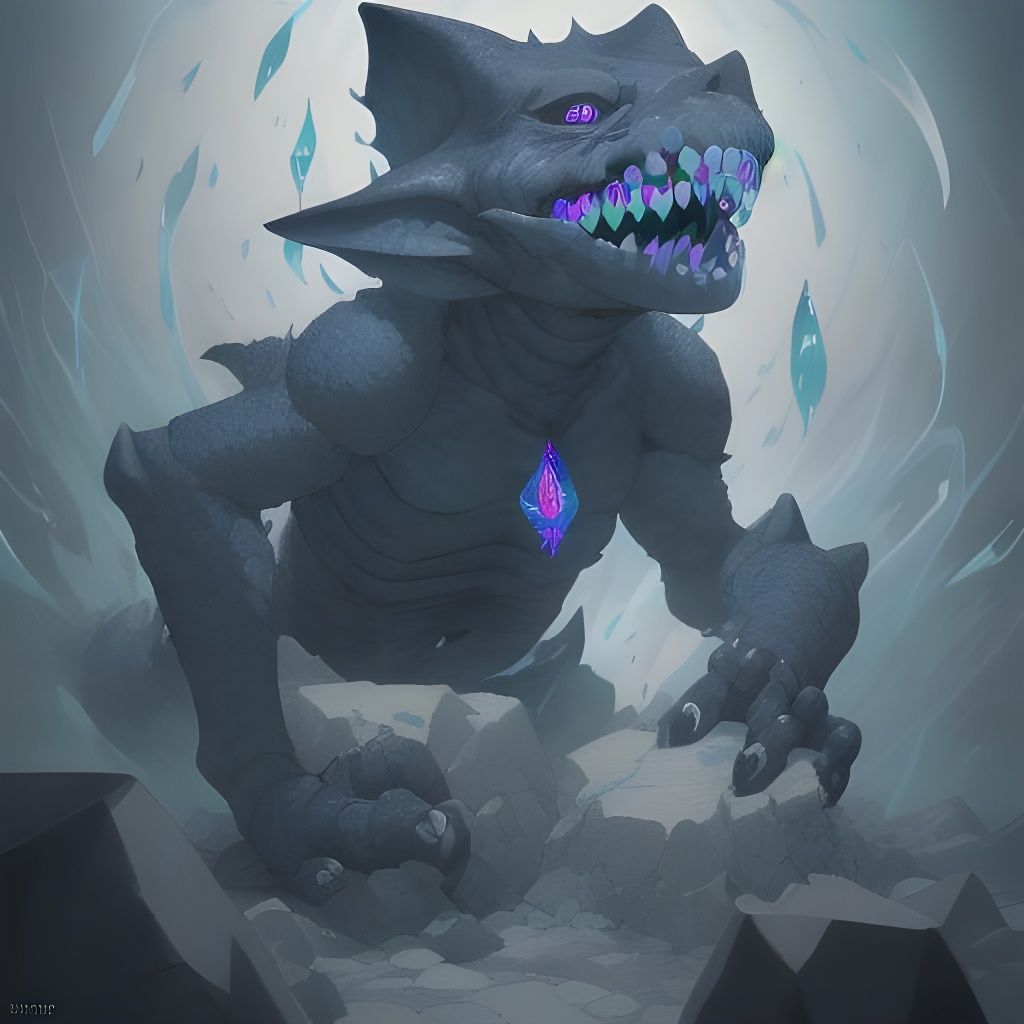 Kobold's Face Consumed by Stone, Anime Style