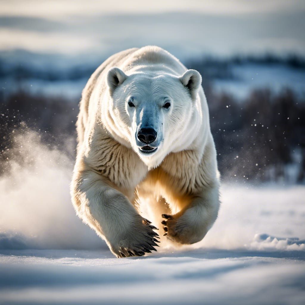 Majestic Polar Bear in Winter Landscape