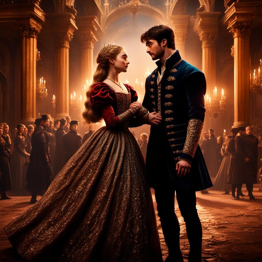 Romeo and Juliet Masquerade Ball: Detailed Fantasy Art