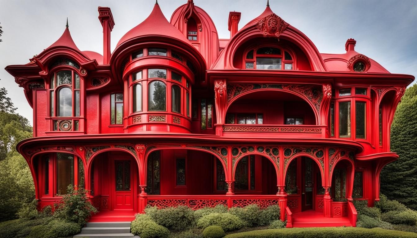 Fiery Red Demonic Home in Expressionist Style