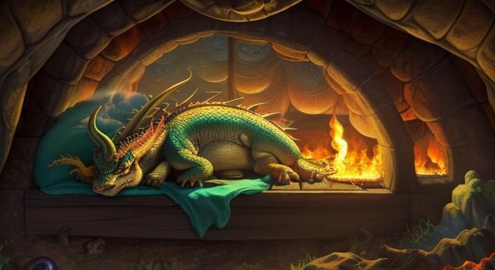 Dreaming Dragon in Lair: Photorealistic 8k Fantasy