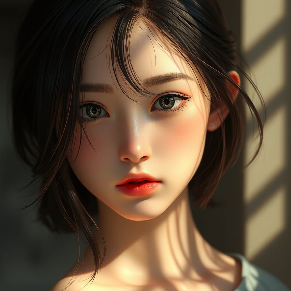 Ethereal Portrait in Vermeer Style, Anime Inspired
