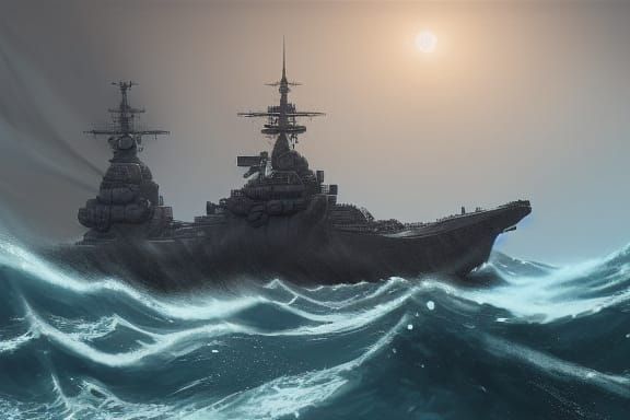 Kraken Emerges from Ocean Amidst Battleships
