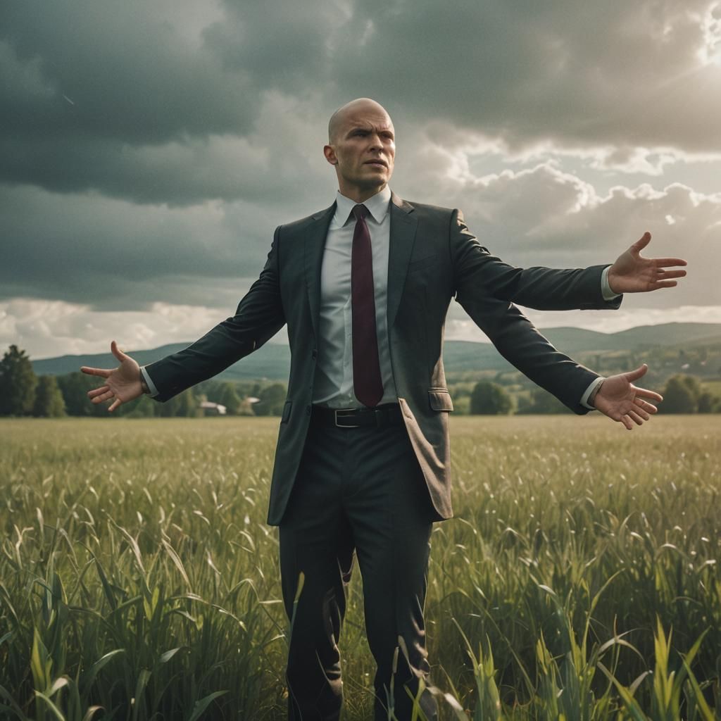 Agent 47 in Heavenly Light: Soft Focus Film Still