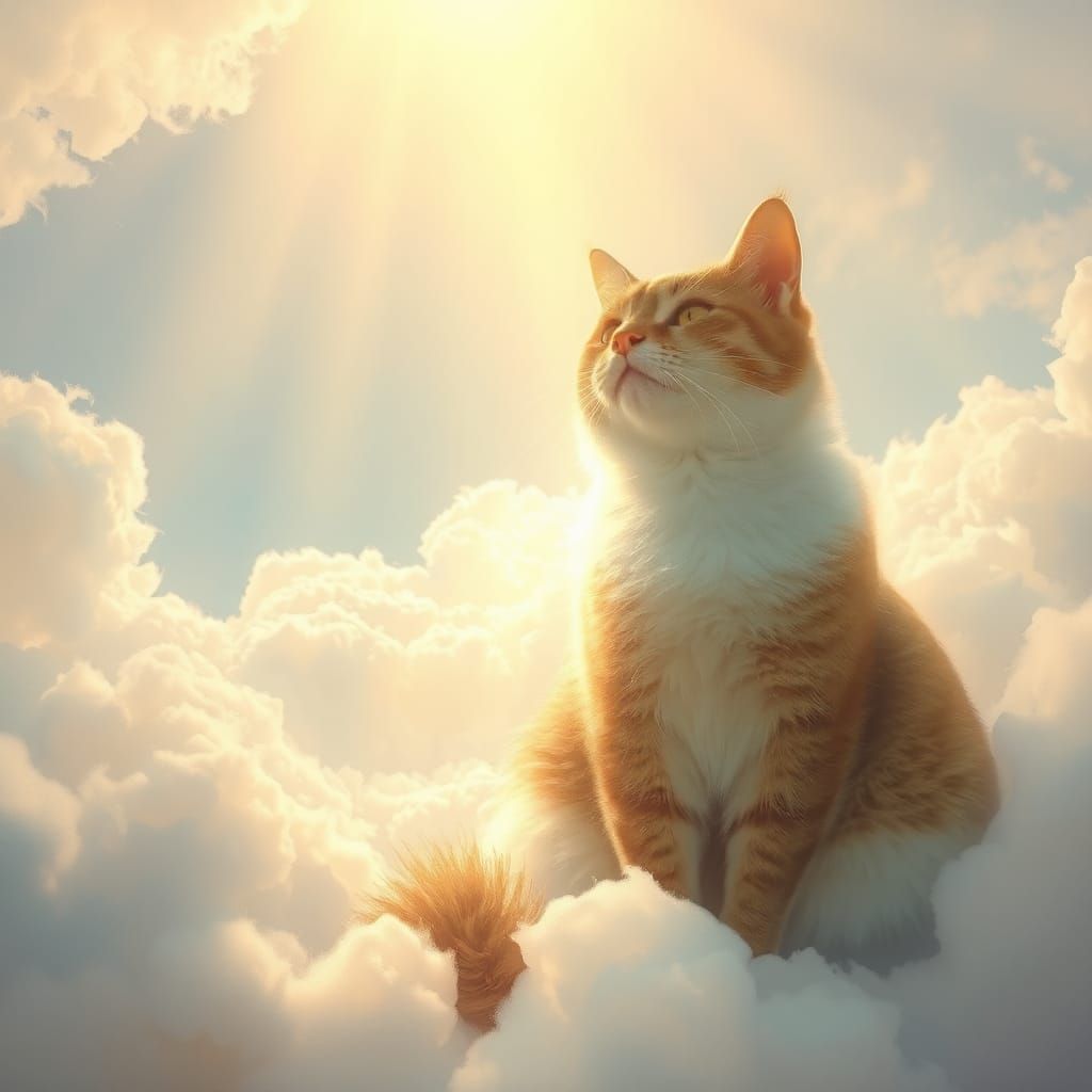 Cat in Divine Light: Ethereal Impressionist Style