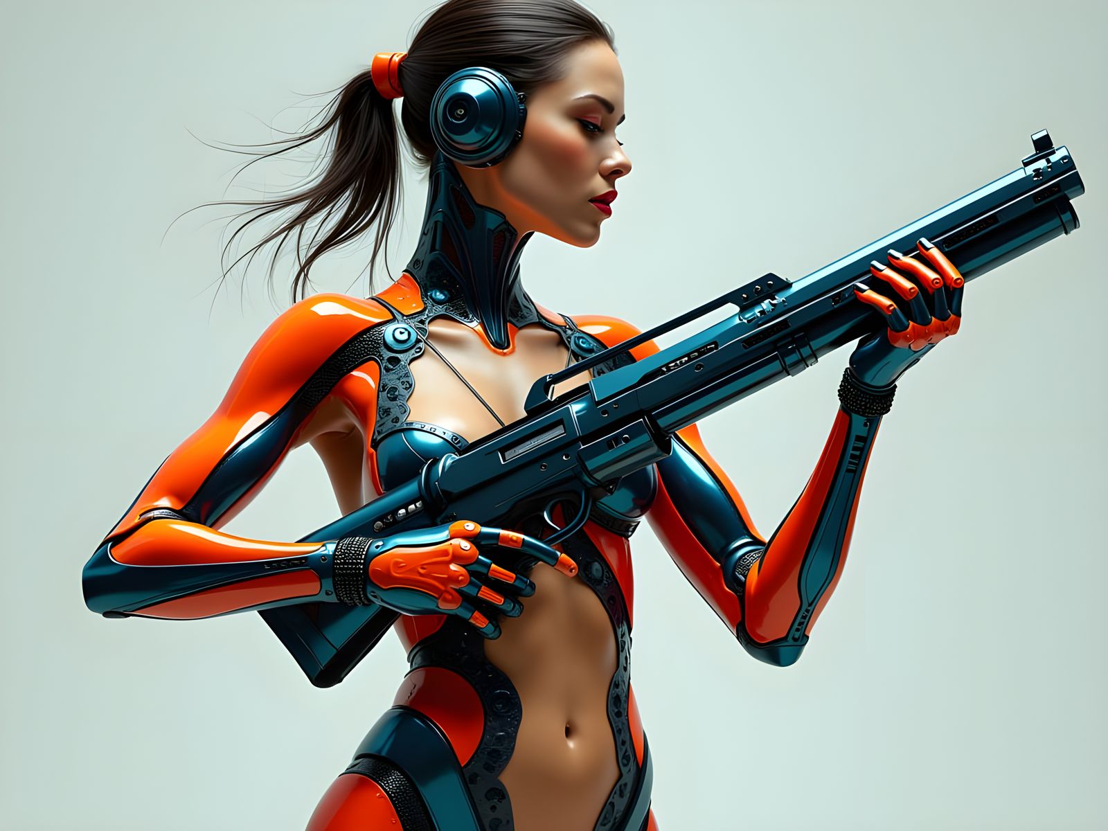 Cybernetic Woman in Avant-Garde Futurist Style